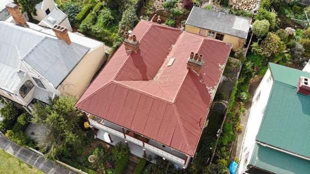 Heritage roof from the air before